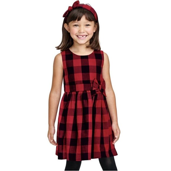 The Children’s Place Toddler Girls Buffalo Red Black Plaid 5T Dress TCP New - Picture 1 of 10